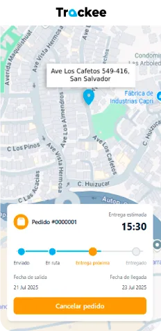 Pantalla de rastreo de packete de trackee